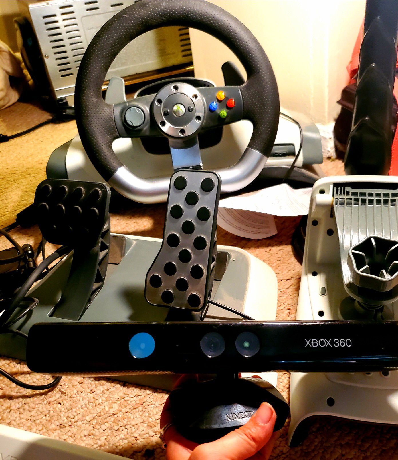 We have a Microsoft Xbox 360 Steering wheel and pedals