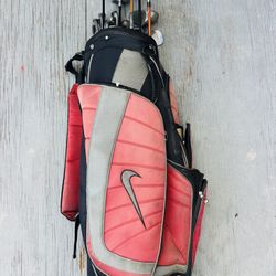 Golf clubs, Nike bag