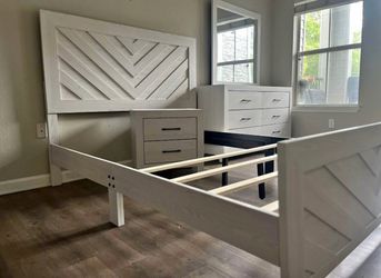 Full or Queen bed, dresser & mirror, Chest and nightstand for just $798