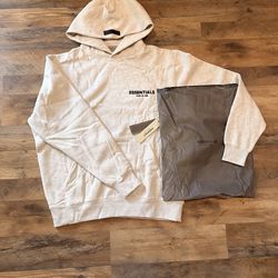 FEAR OF GOD LIGHT OAT ESSENTIALS HOODIE BRAND NEW