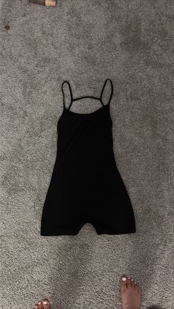 Black Ribbed Spaghetti Strap Romper