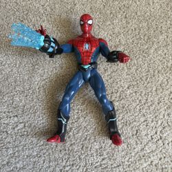 2012 Hasbro Spiderman Action Figure, Talking, Spinning Electro Web With Lights.