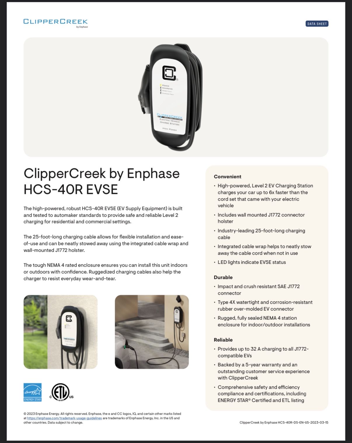 EV Charger Enphase By Clipper Creek HCS 40R