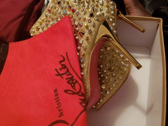 Gold studded louboutin heels