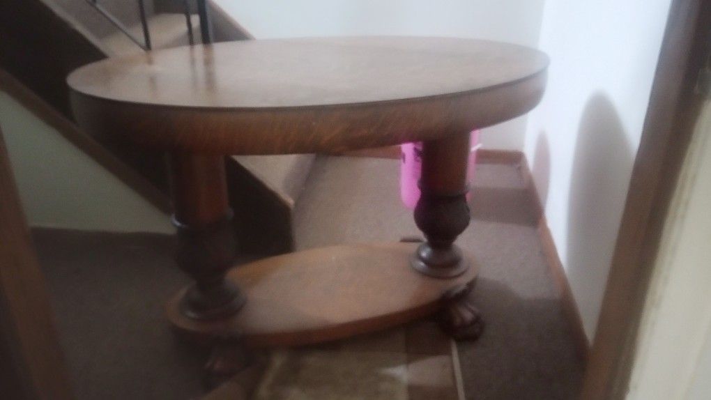 Antique Quarter Sawn Oak Library Table Claw Feet VGC+