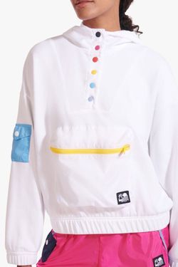 Staud X New Balance colorblock quarter button hoodie sweater size S small