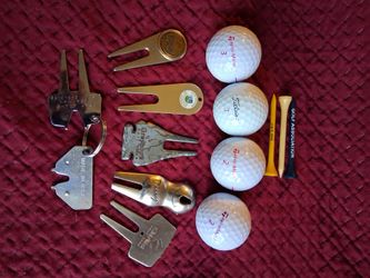 Golfing divot repair tools and balls