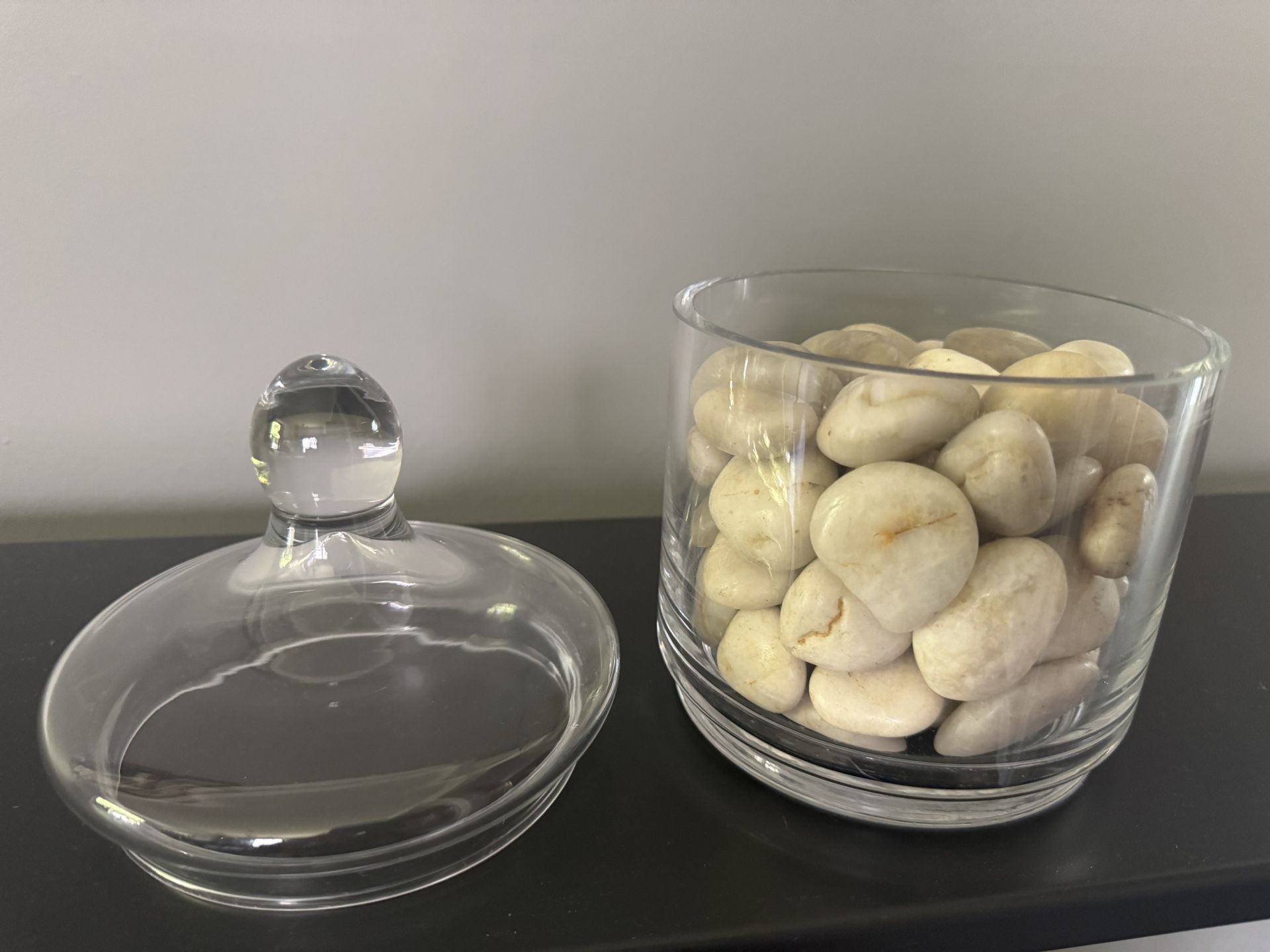 Lidded Glass Jar With Decorative Stones