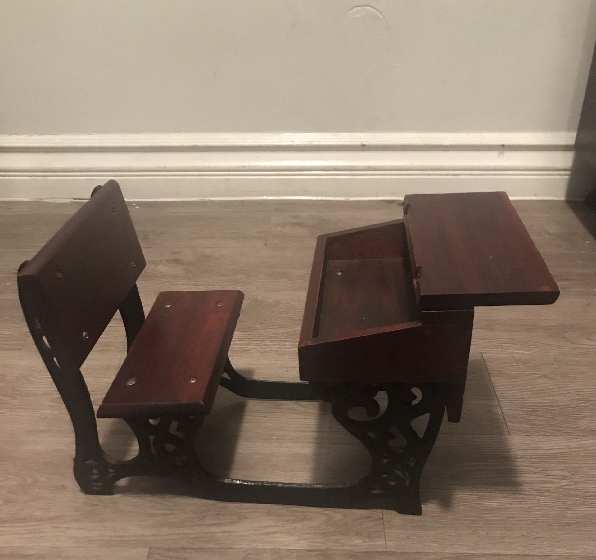 Antique tiny school table and chair for dolls