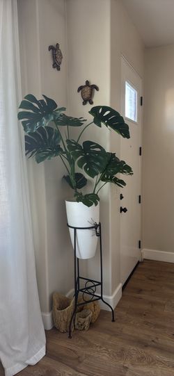 Faux Monsterra Plant With Plant Stand