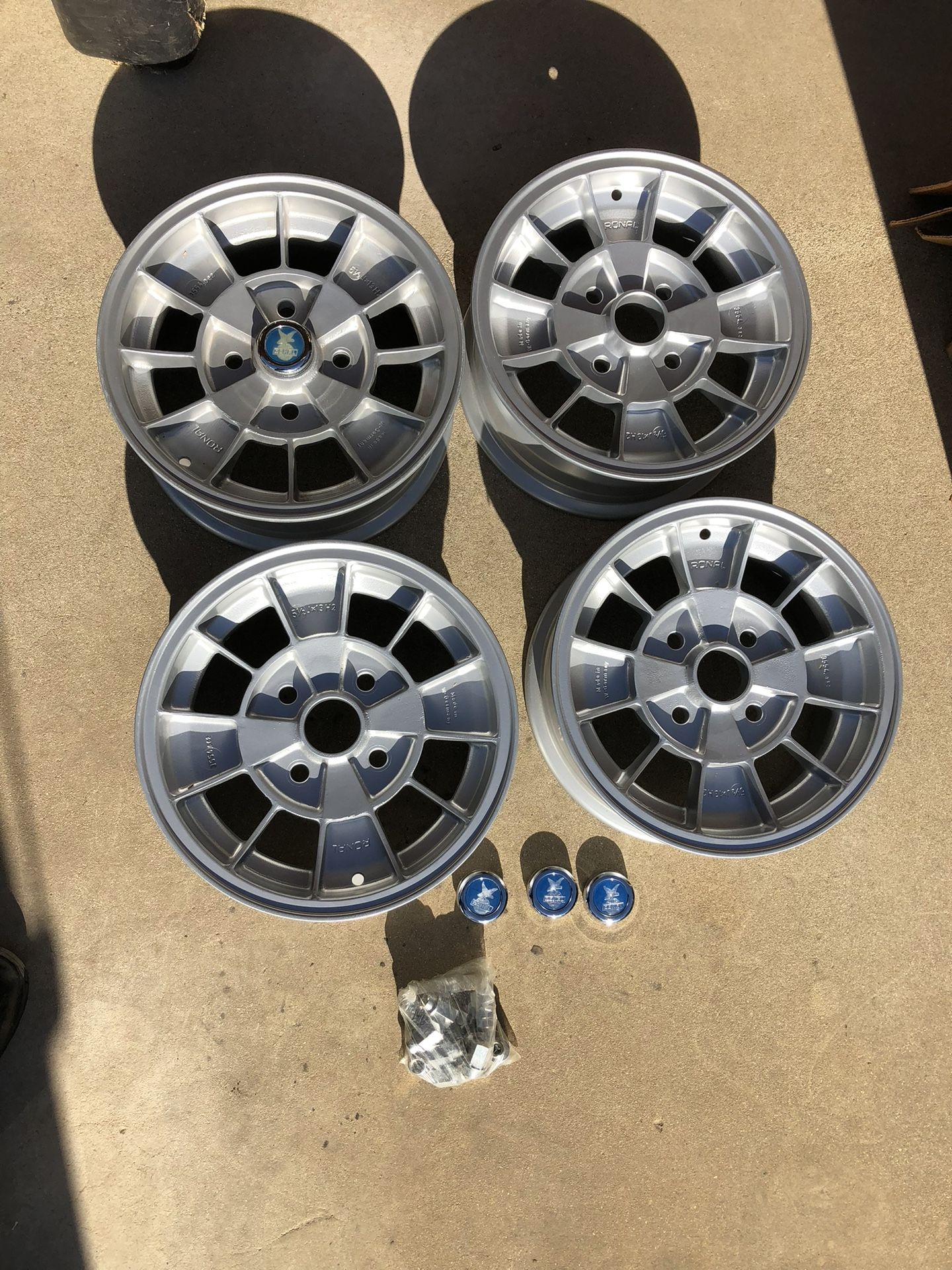 NOS German Ronal Alloy Wheels With Caps And Lugs