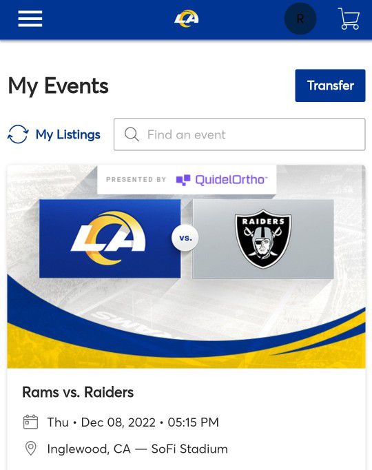 Raiders vs. Rams Field 103, 6th Row $350 ea!!!