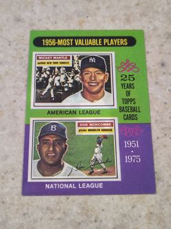 1975 Topps Mvp Mickey Mantle/D.Newcombe baseball card.