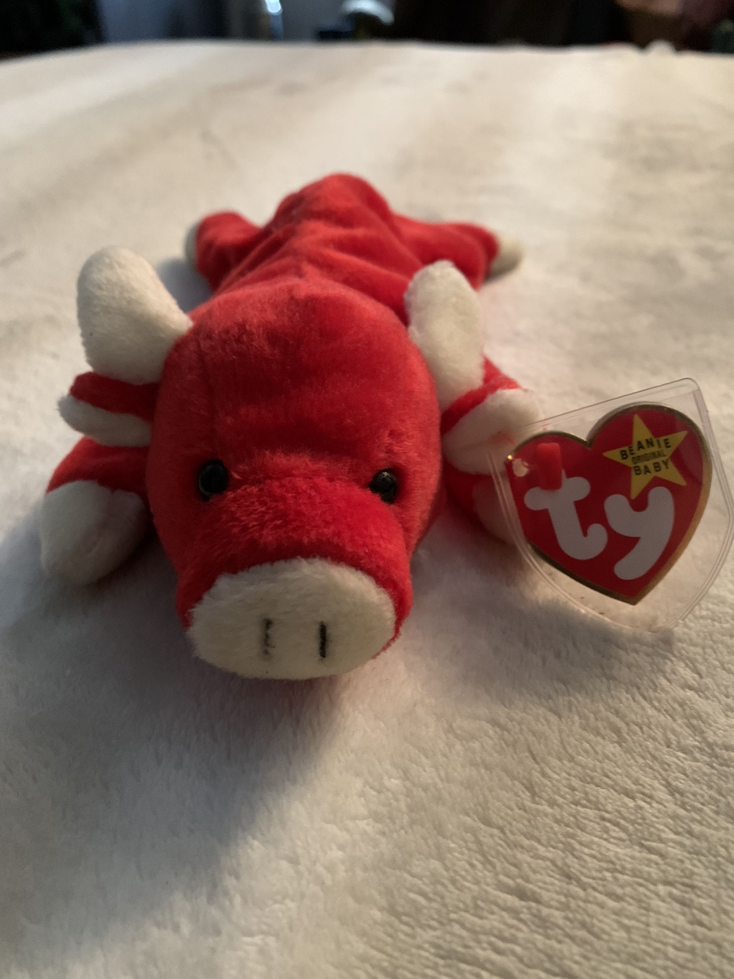 Vintage 1st Edition *Retired  Beanie Babie Snort With Tag Error *Rare