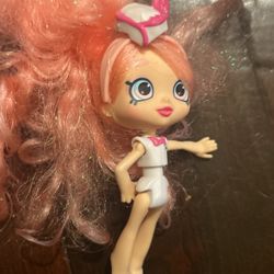 Shopkins doll with pink hair