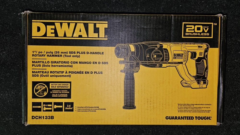 DEWALT
20V MAX Cordless Brushless 1 in. SDS Plus D-Handle Concrete and Masonry Rotary Hammer (Tool Only)