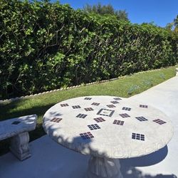 2 Stone Tables with 2 Bench Seats Each