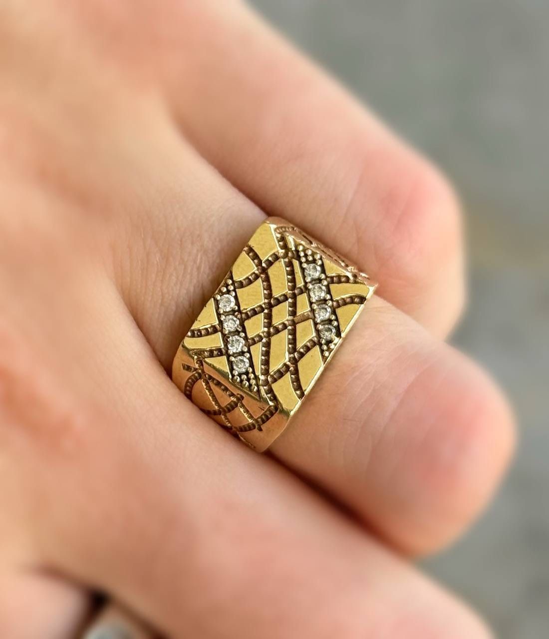 Jewelry 10k solid yellow gold nugget CZ 0.30CTW ring size 6.50