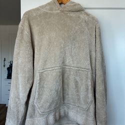 Men’s White Fleece Hoodie