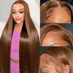 Lace front wig 13x6 light brown #4, 26in , transparent lace, 180d