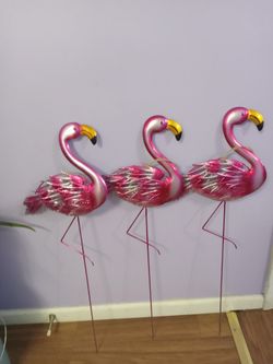 Metal Flamingos 31" H