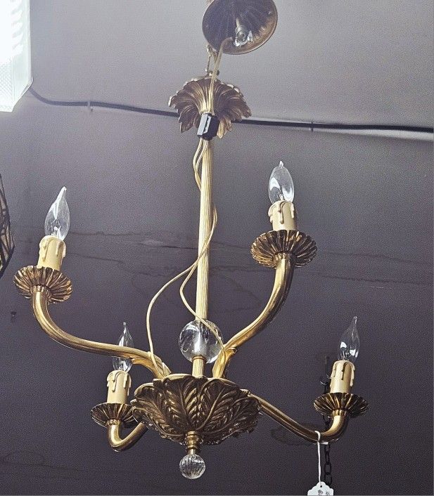 Polished Brass Gold Chandelier 4 Lights Electric Dining Room Kitchen Entry Hallway Entrance