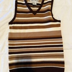 70s Style Vintage Striped Sweater Vest