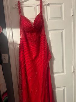 Red rinestone prom dress