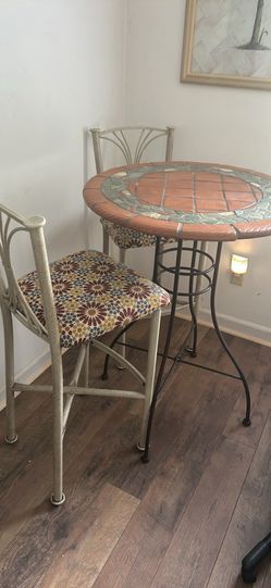 3-Piece Mosaic Tile Bistro Set Chairs