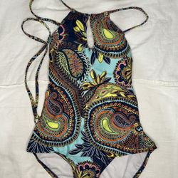 CLEANWATER Size L Womens Multicolor Wireless Lined One Piece Swimsuit 1L