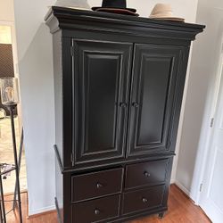 Armoire Black- Solid Wood + Matching Dresser 