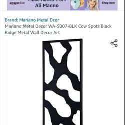 Mariano Metal Wall Decor Cow Spots New In Box