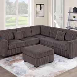 4-Pc Sectional Sofa With Matching Ottoman 