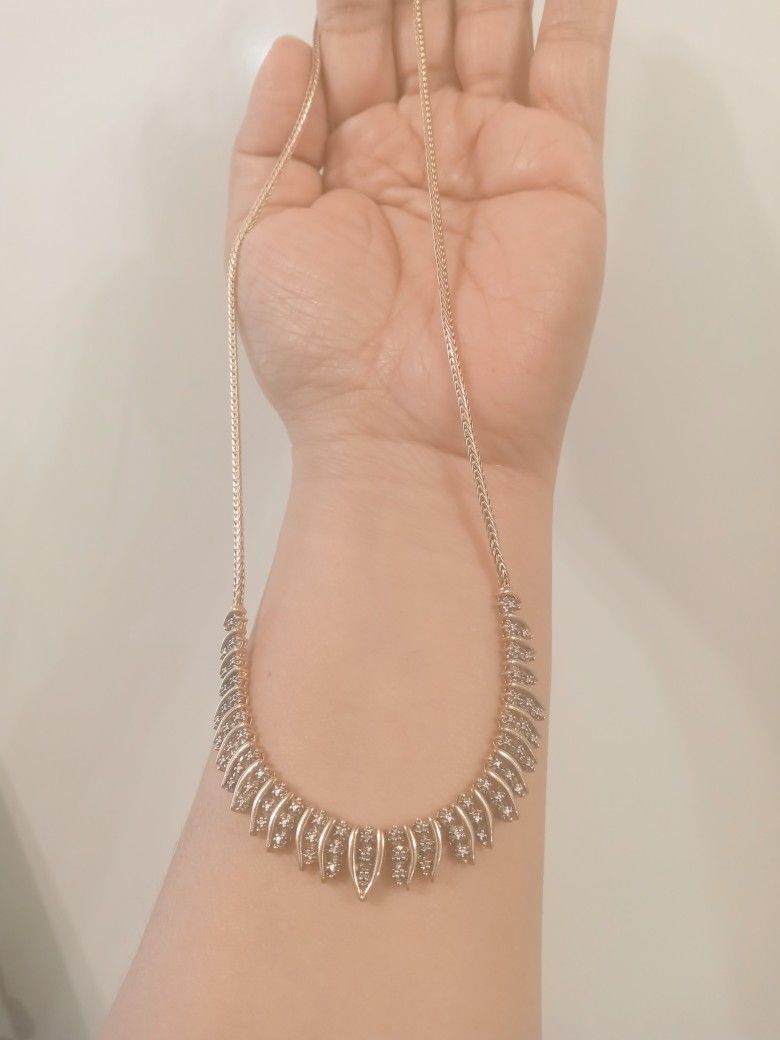 Vintage sterling silver gold veirmel and diamonds Necklace