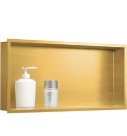 (Brand New In Box) Shower Niche, Stainless Steel Shower Niche No Tile Needed, Recessed for Bathroom Storage (Brushed Gold, 12"x24") /A11-CN-5819