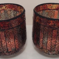 Large Mosaic Glass Candle Holders