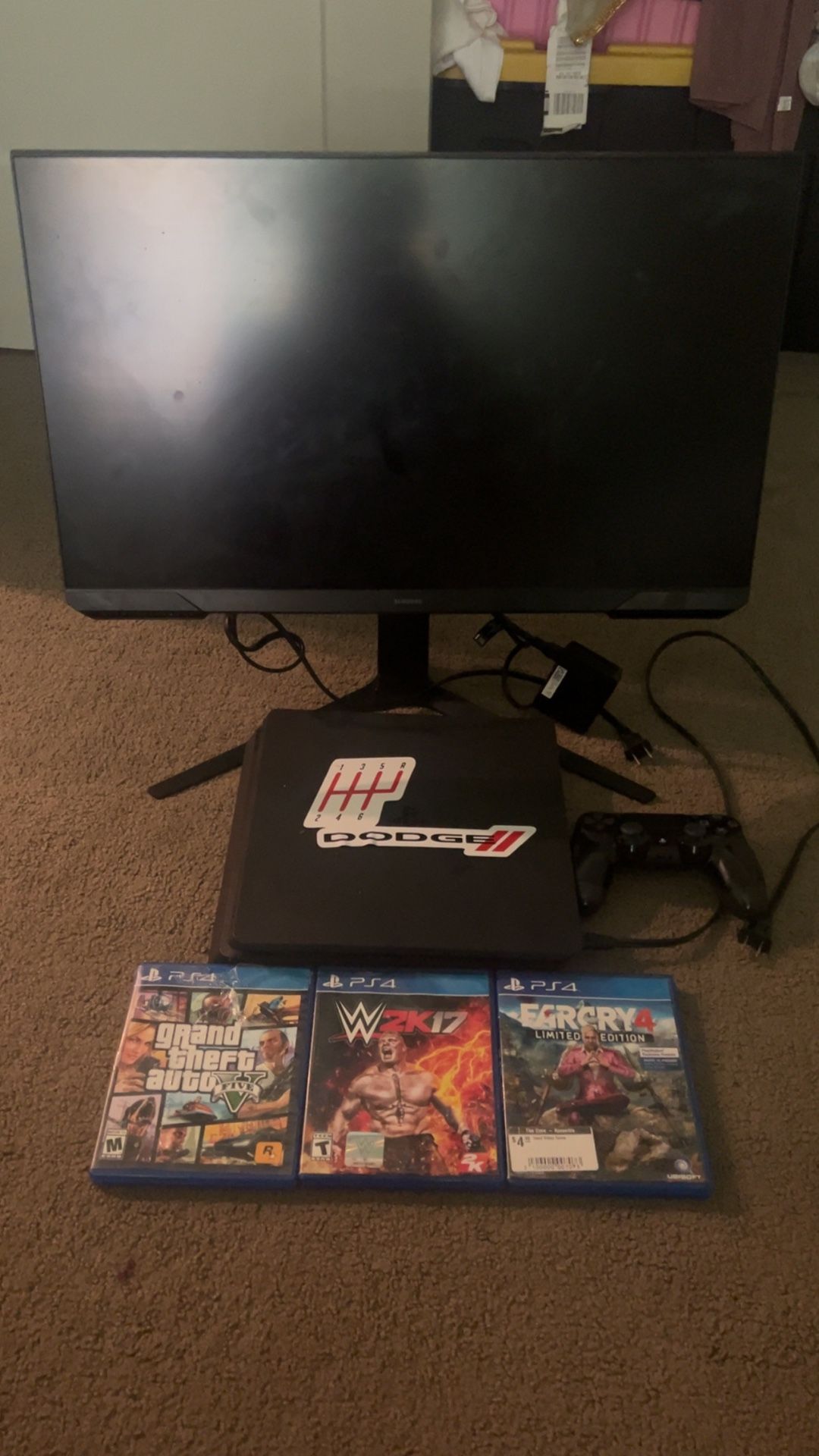 Sony PlayStation 4 Slim Console 1TB - Black,GTA5,FAR CRY 4,WWE. And Samsung Odyssey G3 Series FHD Gaming Monitor 1ms