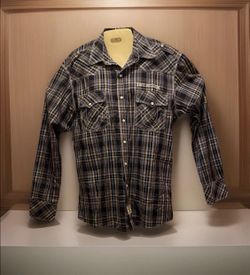 True Religion Y2K Western Pearl Snap Plaid Shirt Mens Size 2XL✨ Blue ✨ Tan ✨ EUC