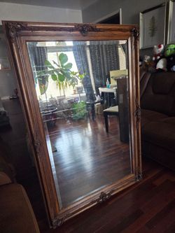 55½" x 37½" Vintage Ornate Wooden French-Style Leaner Mirror