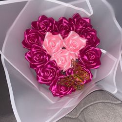 Heart Bouquet, Pink, And Pink