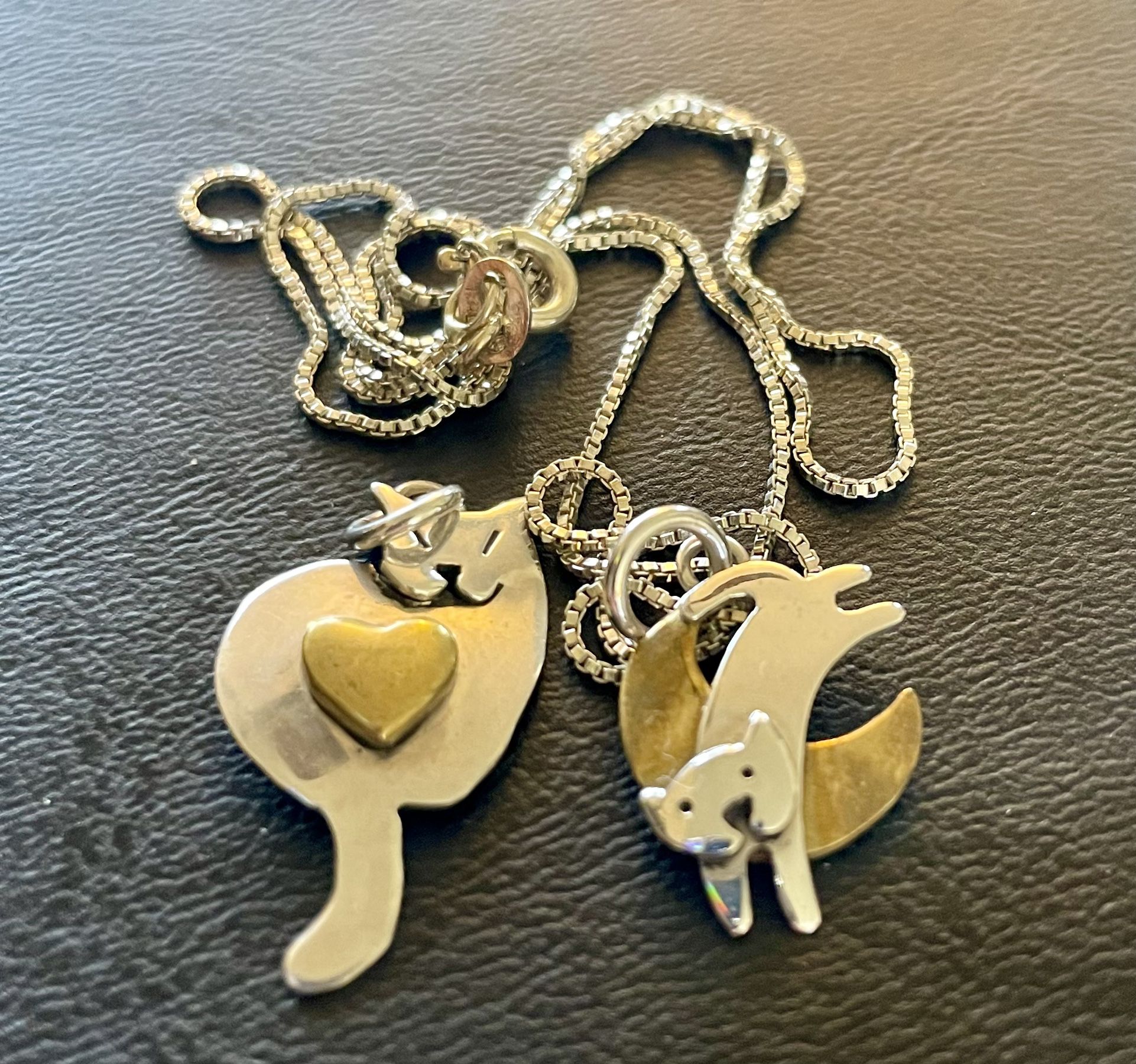 Cat Heart Pendant And Dog And Moon Pendant 