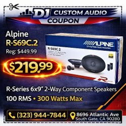 Alpine R Series Car Speakers 1 Set 6x9 Inch Component Speaker System 300 Watts R-S69C.2 🚨 No Credit Needed 🚨 Payment Options Available 🚨 