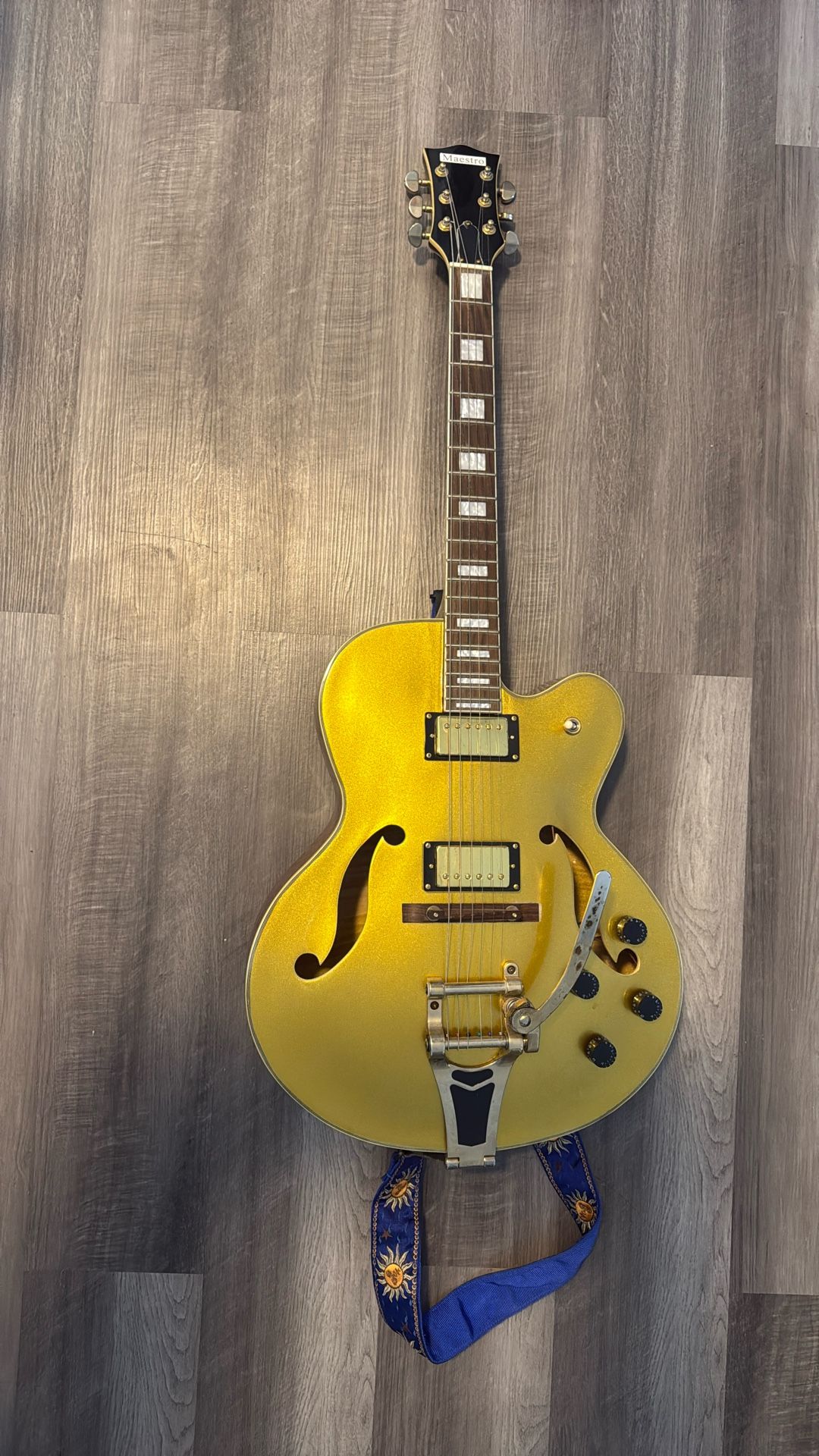 Gold Hollow body Electric Guitar