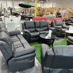 Living Room 3 Pcs Sofa Set with 5 Recliner Seats
