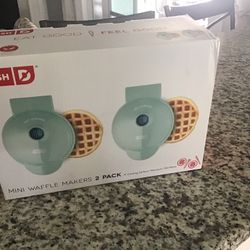DASH Mini Maker Waffle Maker + Griddle, 2-Pack Griddle + Waffle Iron - Aqua