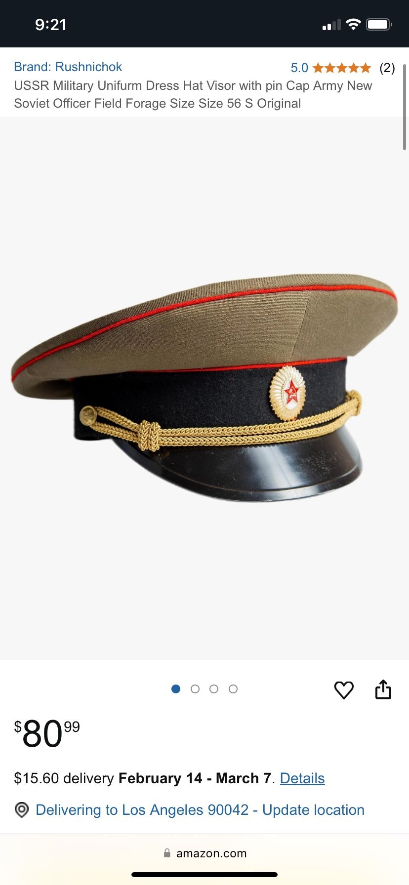 NEW USSR Army Visor Cap Soviet officer field forage Size 55 S