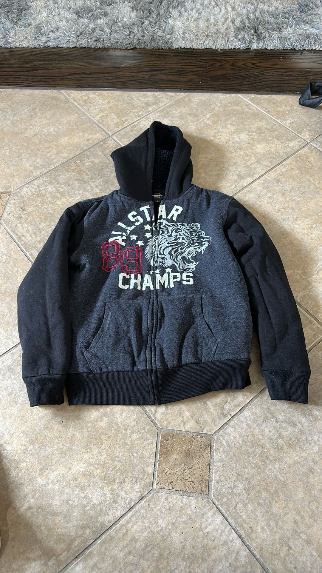  Boys large Fleece Shearing Hooded Jacket