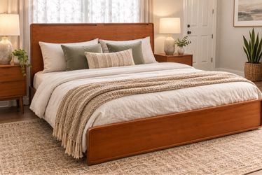 Nice mid-century teak King size platform bed frame