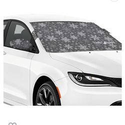 FrostGuard Plus | Winter Windshield Cover for Ice and Snow, Standard Size (Snowflake) - Built-in Security Panels, Wiper Blade Coverage + Mirror Covers
