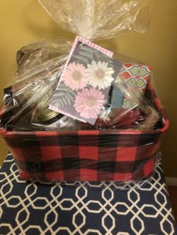 Gift Basket - Red & Black Plaid With Handles